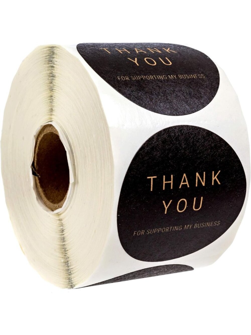 500 Black Kraft Thank You Stickers - Small Business Labels for Customer